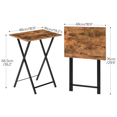 HOOBRO Folding TV Tray Tables, Set of 2, Marble and Gold C48497
