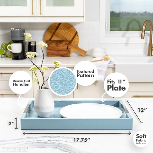 White Marble Faux Leather Decorative Tray with Handles D972626