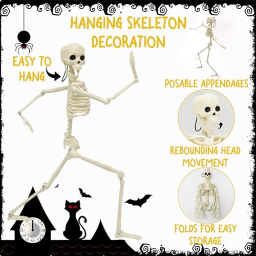 Life Size Skeleton with Posable Joints for Halloween Decor R4204