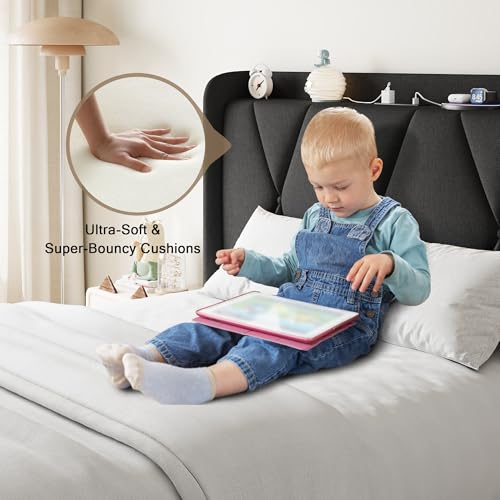 Queen Bed Frame with 4 Storage Drawers and Charging Station, Black S804993