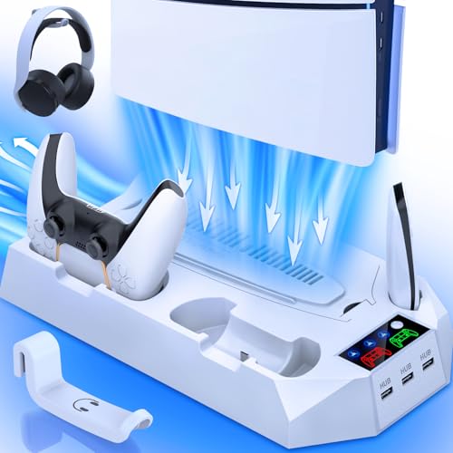 PS5 Slim/Pro Cooling Station with Controller Charger, White M8682