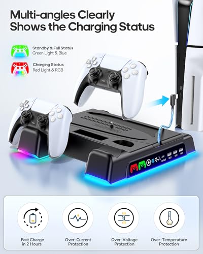 PS5 Stand with Dual Controller Charger for PlayStation 5 Disc & Digital Console W89004