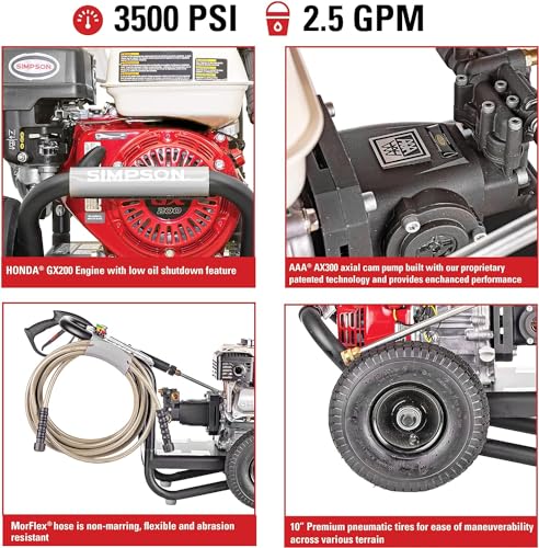 Simpson 61014 3500 PSI Gas Pressure Washer with Honda GX200 R714668