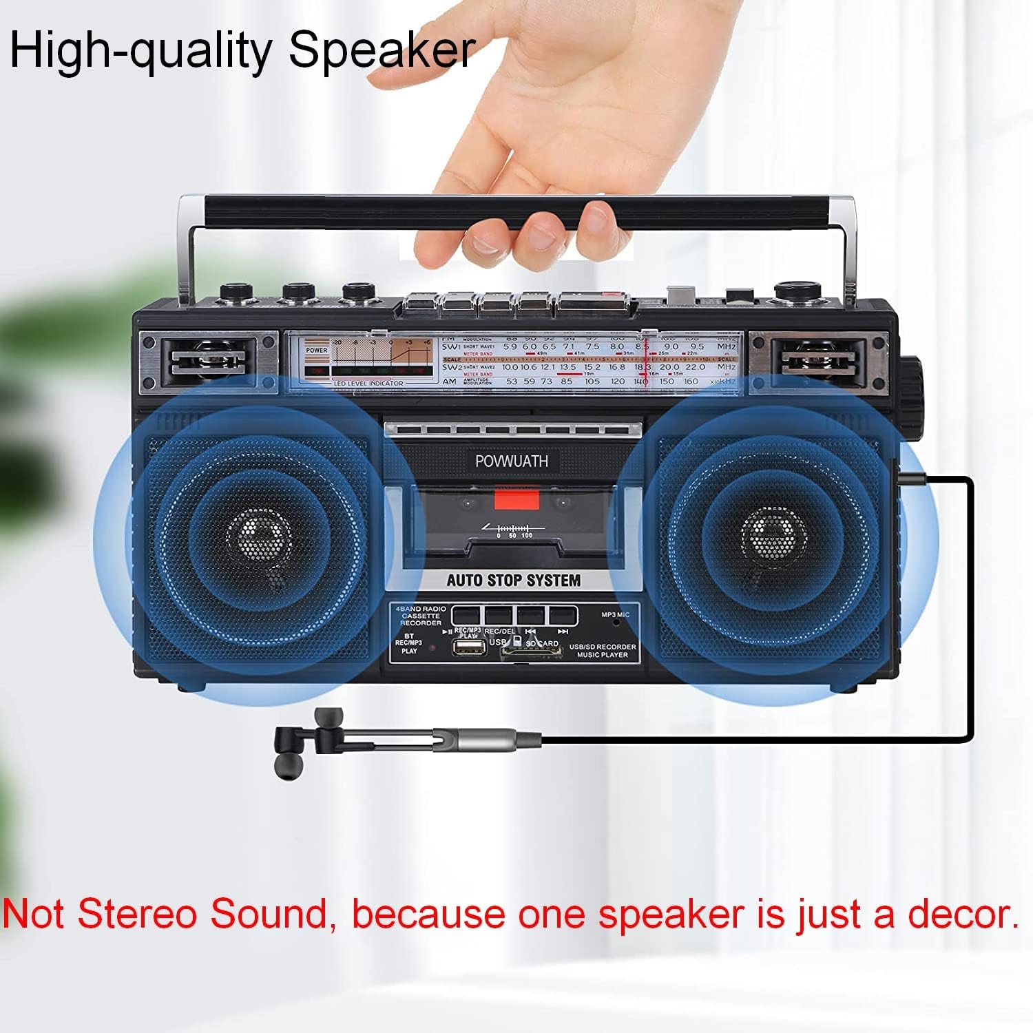 Portable Cassette Player Boombox with AM/FM Radio and Bluetooth U432681