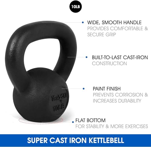 Yes4All 5-80 lbs Cast Iron Kettlebell for Strength Training M7531
