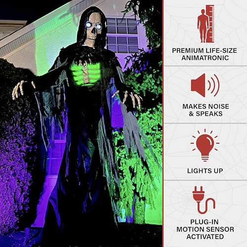 Haunted Hill Farm Motion-Activated 7.5-Ft. Smoldering Ghoul Animatronic Halloween Decoration N1475