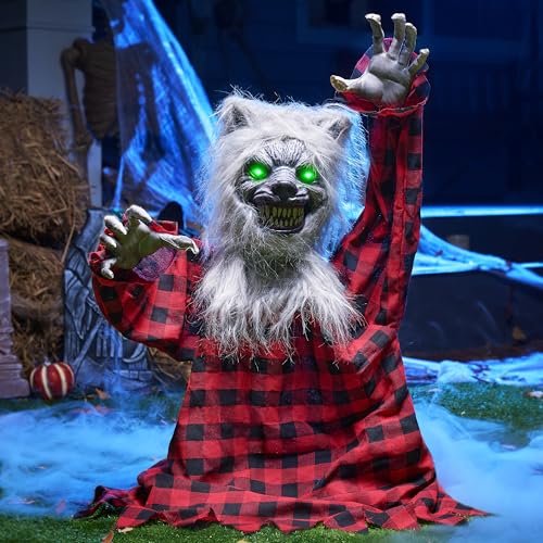 JOYIN Halloween Animated Werewolf Outdoor Decoration with Moving Arms & Light-Up Eyes O998