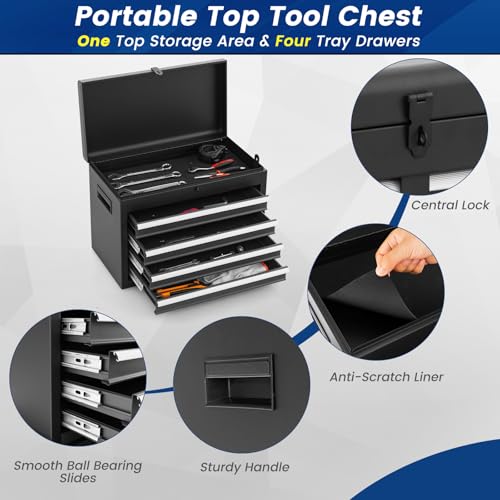 Goplus 5-Drawer Rolling Tool Chest with Lockable Wheels, Gray Z601390