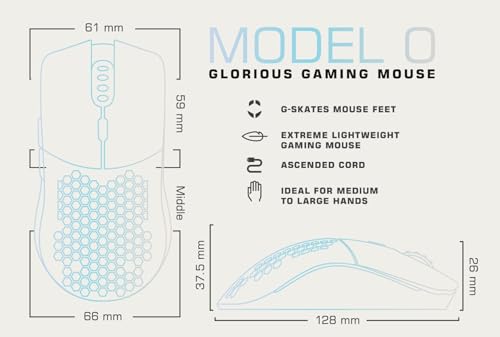 Glorious Model D Wired Gaming Mouse - 68g Honeycomb RGB Ergonomic, Matte White M160012