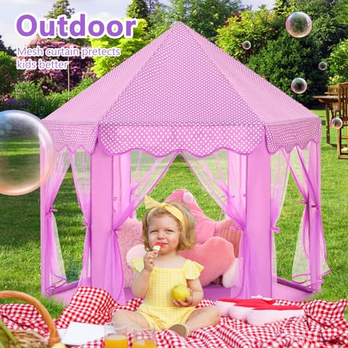 Monobeach Princess Tent Girls Large Playhouse with Star Lights L847553