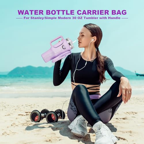 Pink Insulated Neoprene Water Bottle Carrier Bag for Stanley 40 & 30 oz Tumbler O83613