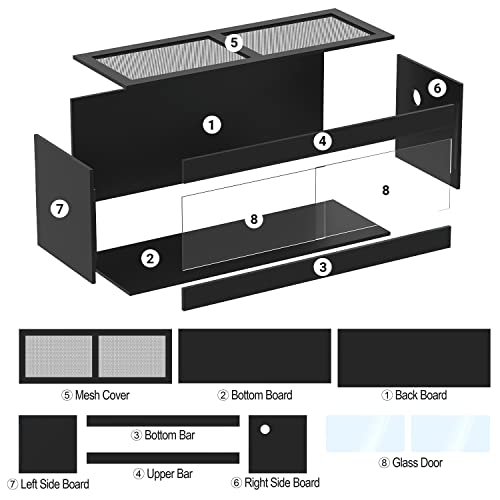OIIBO Reptile Original Wood Enclosure Large Wide Terrarium with Double Hinge Sliding Doors Black 48"x24"x24" W3082