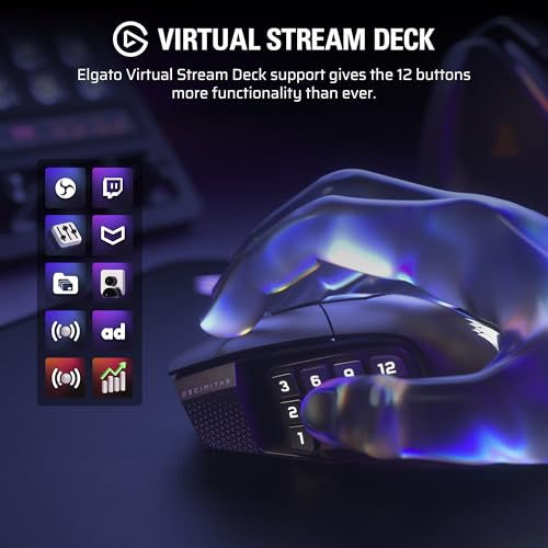 Corsair SCIMITAR RGB ELITE Gaming Mouse, 18,000 DPI, Black F130136
