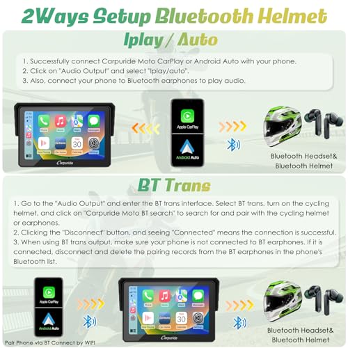 Carpuride W702 7 inch Waterproof Touchscreen GPS Navigator for Motorcycle F66615