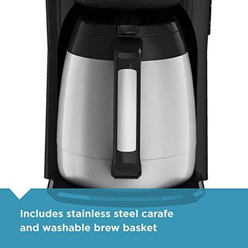 BLACK+DECKER 12 Cup Thermal Programmable Coffee Maker, Black/Steel P7250