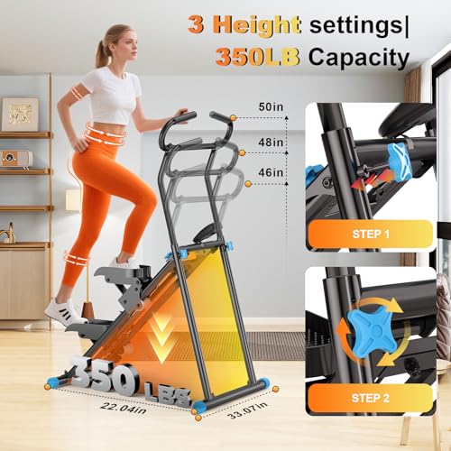 Foldable Stair Stepper Machine for Home Gym, 350LB Capacity Cardio Climber with LCD Monitor S984