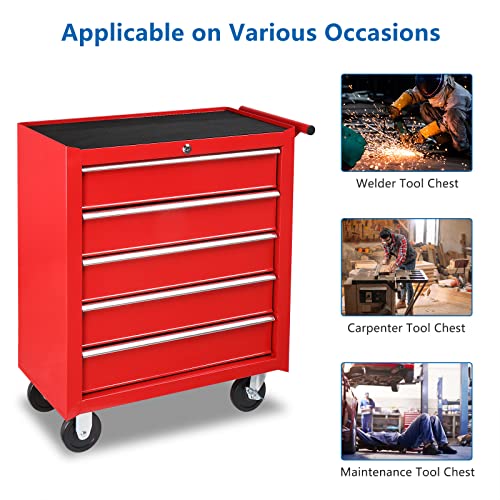 TUFFIOM 5-Drawer Rolling Tool Chest with Lockable Wheels R211166