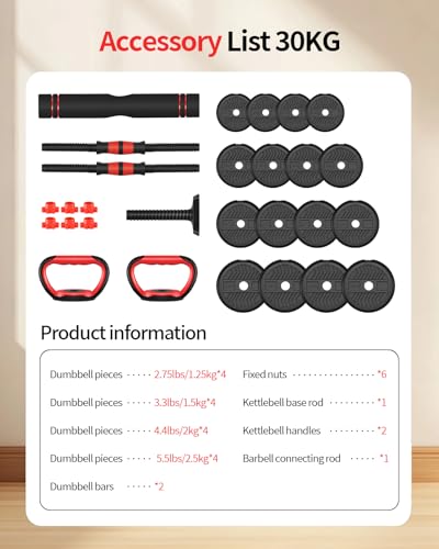 Adjustable Dumbbells 80lbs Free Weight Set with Connector for Home Gym I872