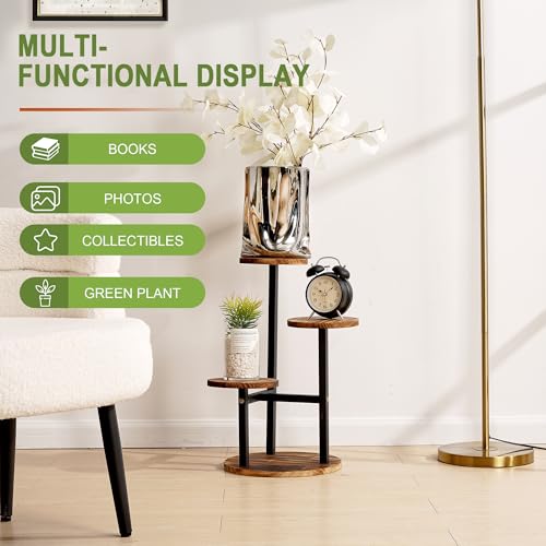 VECELO 3 Tier Plant Stand, Tall Metal Wood Flower Shelf for Multiple Plants F761159