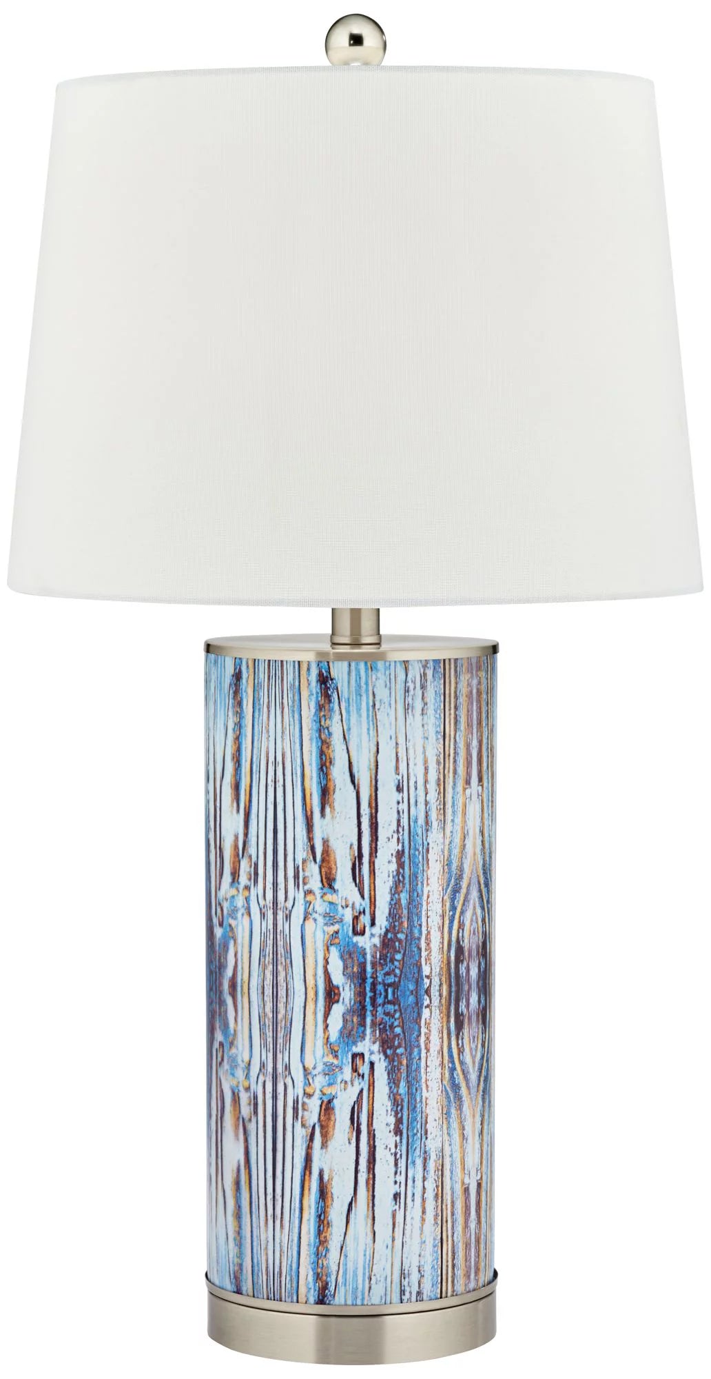 360 Lighting Mendes Modern Coastal Table Lamp 26.5" Brushed Nickel Blue Glass B8779