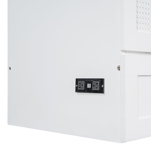 Harper & Bright Designs Queen Murphy Bed Cabinet with USB Charging Station, White D9669