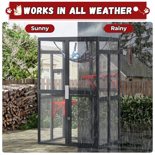 COZIWOW Catio Outdoor Cat Enclosure with Window Access, Wooden Kitty Cage, White T1021