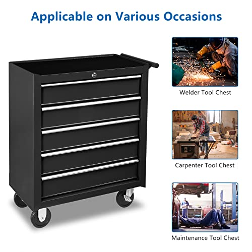 TUFFIOM 5-Drawer Rolling Tool Chest with Lockable Wheels R211166