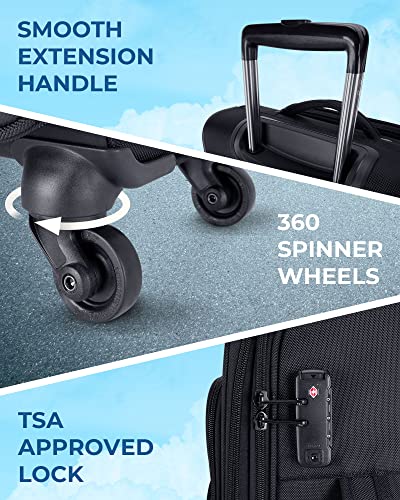 BAGSMART Expandable 20" Carry-On Luggage with Spinner Wheels, Black I961842