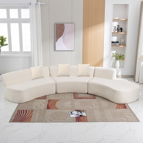 GNIXUU 136.6" Oversized Modular Sectional Sofa with Chaise & Pillows, Grey R53554