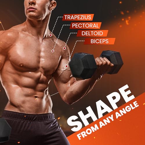 Yes4All Chrome Rubber Grip Hex Dumbbells Pair 10-30 LBS N436