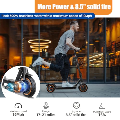 500W Foldable Electric Scooter for Adults with 8.5" Solid Tires Y61702