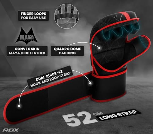 RDX MMA Gloves Hybrid Open Palm Maya Hide Leather Wrist Support Boxing Training Z623139
