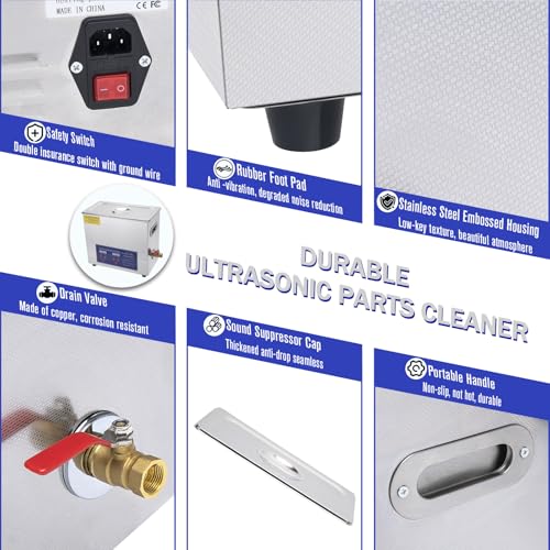 Heated Ultrasonic Parts Cleaner 3L with Digital Timer, 110V G276
