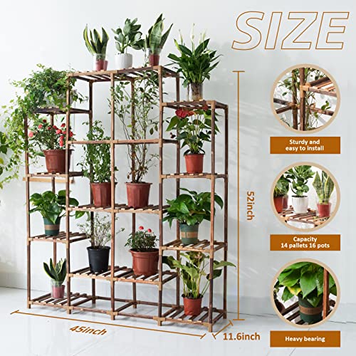 Uneedem Plant Stand Indoor Outdoor, 10-Tier Tall Plant Shelf for Multiple Plants A6522