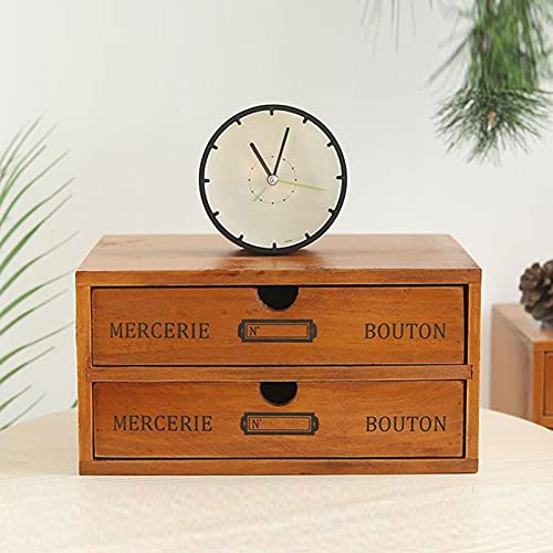 Vintage 16-Drawer Wooden Desktop Organizer with Iron Label Holders N538