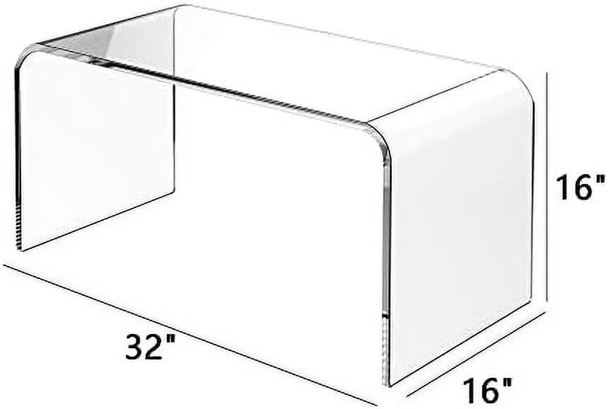 TJUNBOLIFE Acrylic Coffee Table with Waterfall Edges Clear Lucite U704