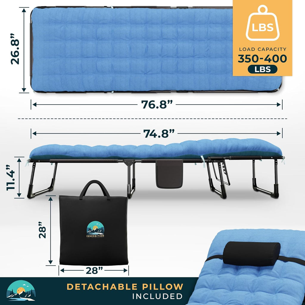 Folding Camping Cot Bed with Adjustable Positions, Pillow & Carrying Bag Y99300