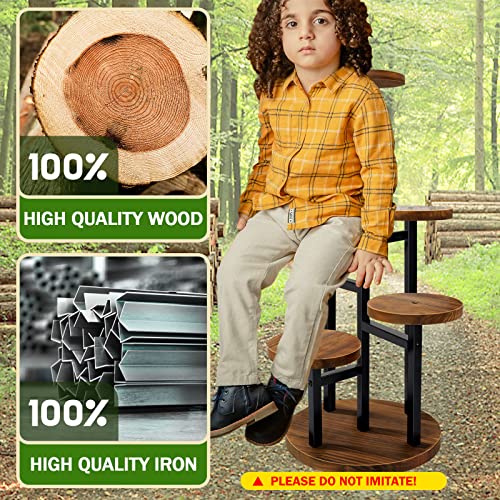 AUGOSTA 5 Tier Plant Stand, Tall Metal Wood Shelf for Indoor Outdoor Garden O47518
