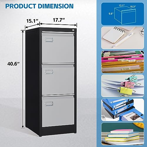 2 Drawer Vertical File Cabinet with Lock for Letter Size, Steel Office Storage Y50014