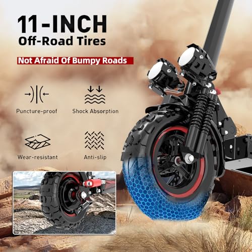 Electric Scooter Adults, 11" Off-Road Tires, 48V Battery, 1200W Motor, Folding Commuter Z198