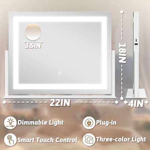 Vanity Mirror with Lights, 12.6"×15" LED Makeup Mirror, Touch Control Dimmable D52089
