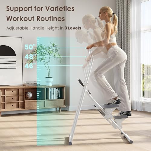 Folding Stair Stepper with Adjustable Handlebar for Home Cardio Workout G6884