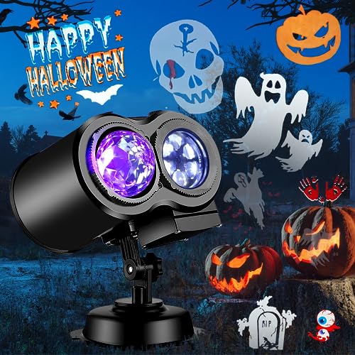 Halloween Projector Lights for Home, 2025 Upgrade with 19 HD Slides, Weather Proof W422