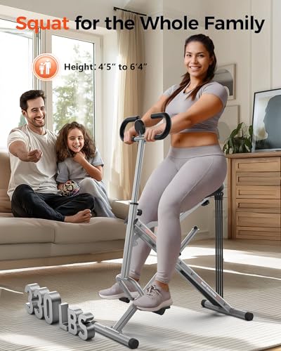 Sportsroyals Squat Machine for Home, Foldable Exercise Equipment with Adjustable Resistance O7532