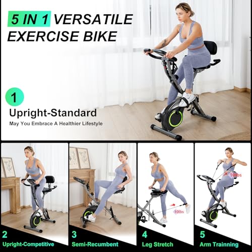 Foldable Exercise Bike with 16-Level Magnetic Resistance for Home T532