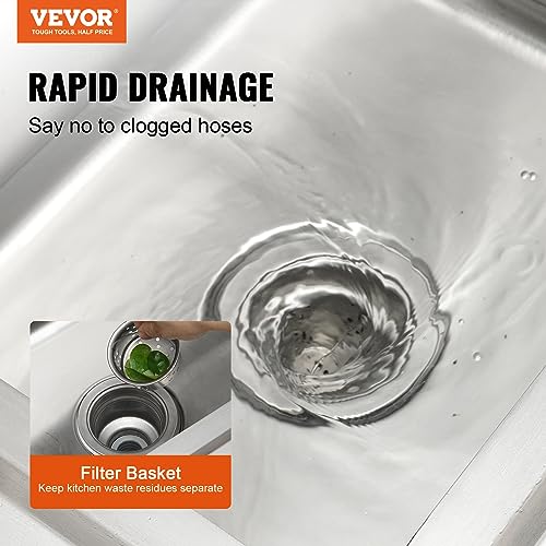 VEVOR Stainless Steel Utility Sink with Workbench Faucet and Legs, 39.4 x 19.1 x 37.4 in L559