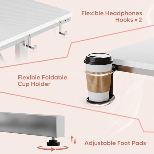 Bestier 52 inch Gaming Desk with Power Outlets and LED Lights F4933