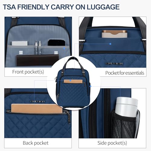 EMPSIGN Underseat Carry On Wheeled 16" Lightweight Rolling Bag for Travel, Black B8919