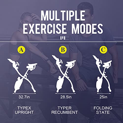 Foldable Exercise Bike with Adjustable Backrest and Pulse Sensor Z4685
