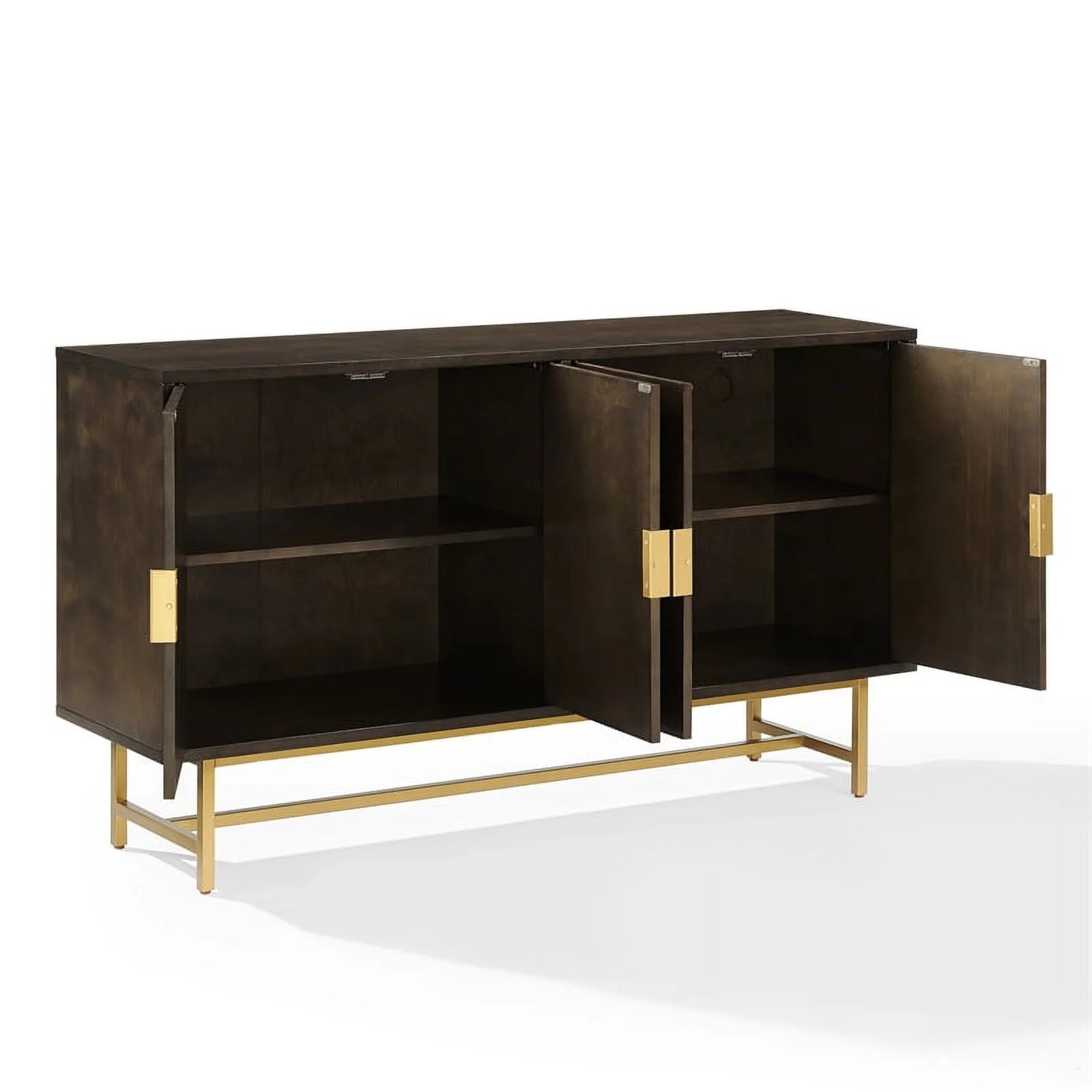 Crosley Furniture Blair Mid-Century Wood/Steel Sideboard, Dark Brown/Gold N739091